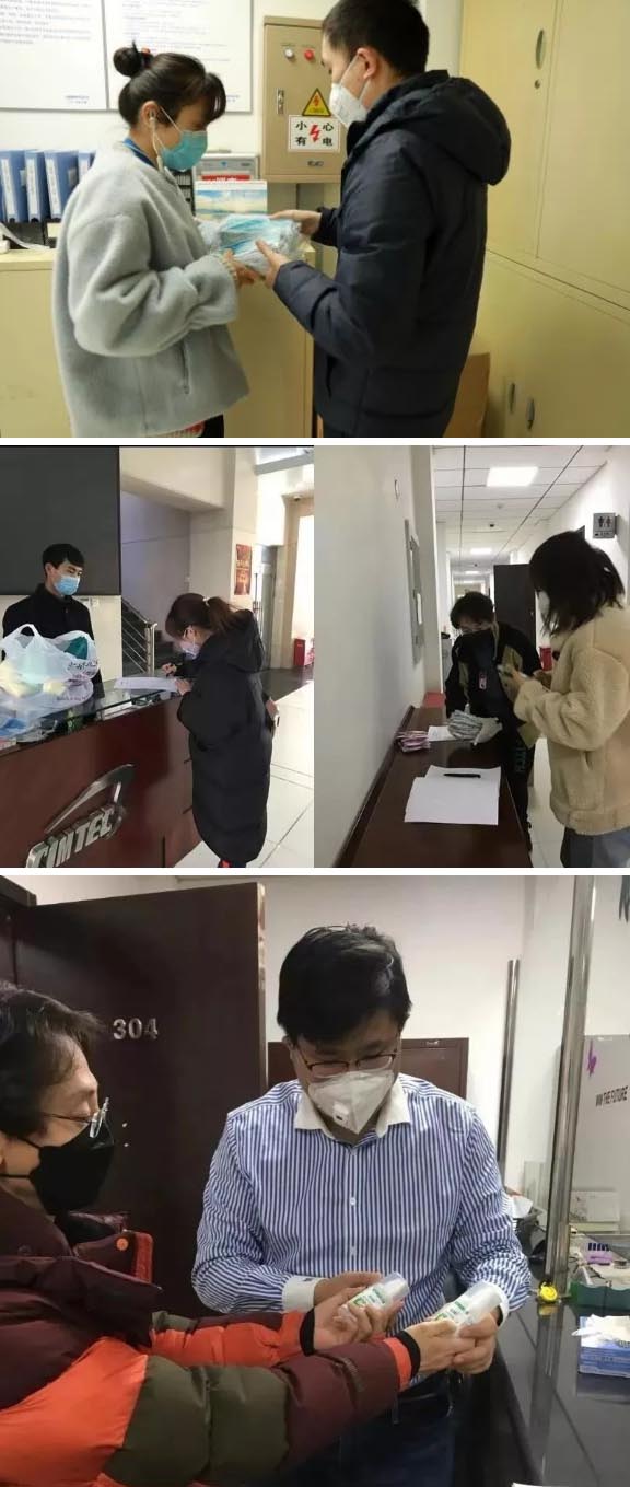 發(fā)放防護物資:口罩、手套、消毒液、洗手液